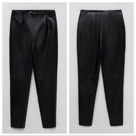ZARA | Faux Leather High Waisted Leggings - Picture 3 of 6